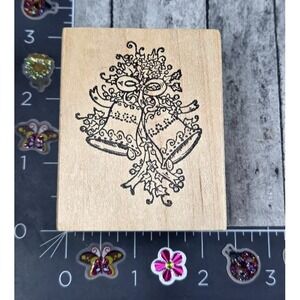 Northwoods Wedding Bells Ivy Leaves Ribbon 2001 Rubber Stamp Wood #U70